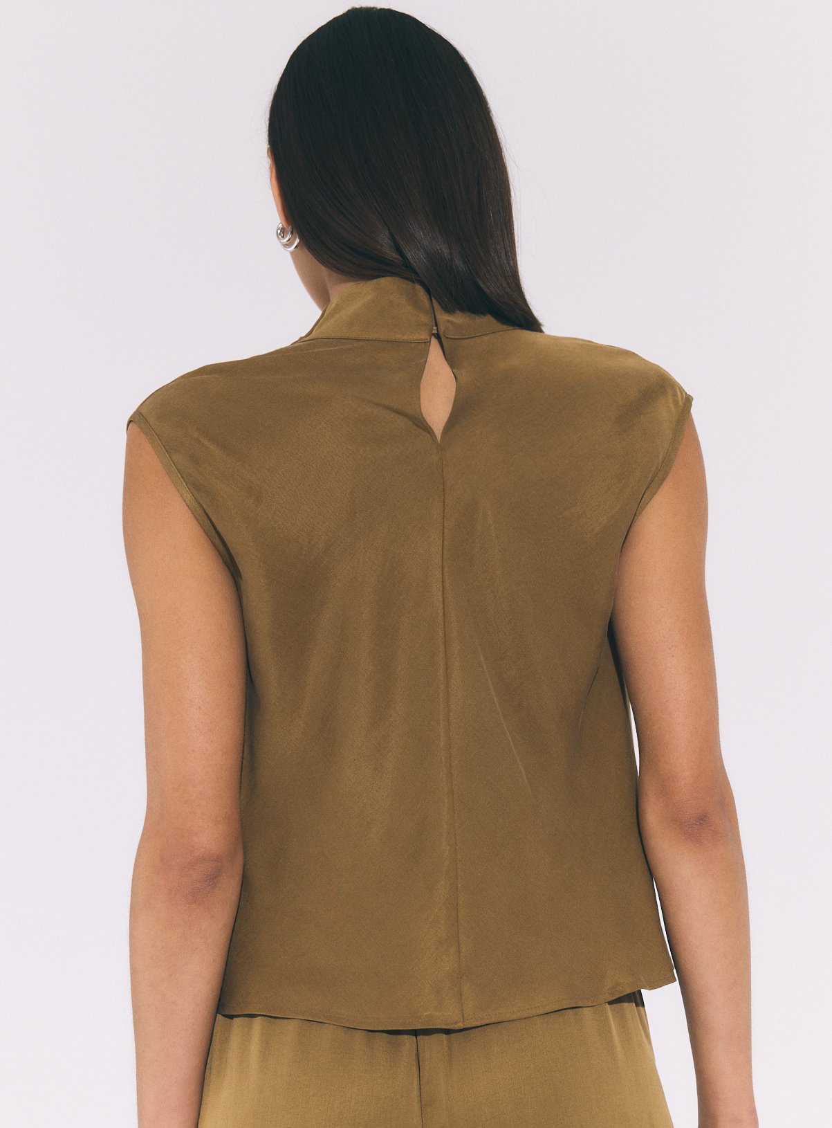 Light Khaki Sandwash Asymmetric Top 20 - Image 4 thumbnail